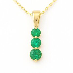AIG Certified 0.60ct Natural Emerald Pendant - 14K Gold